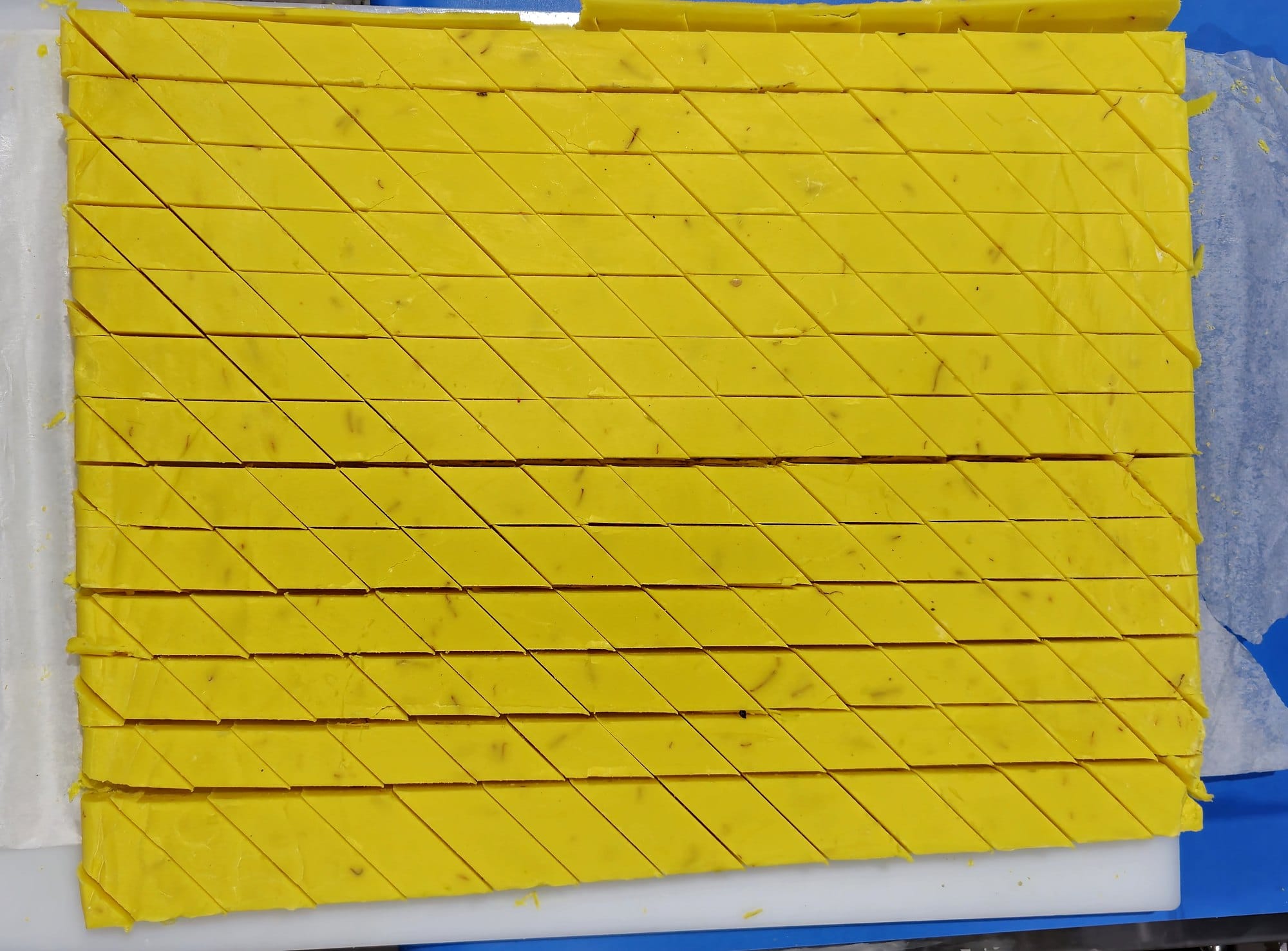 A tray of barfi cut into diamonds by the RSC-200
