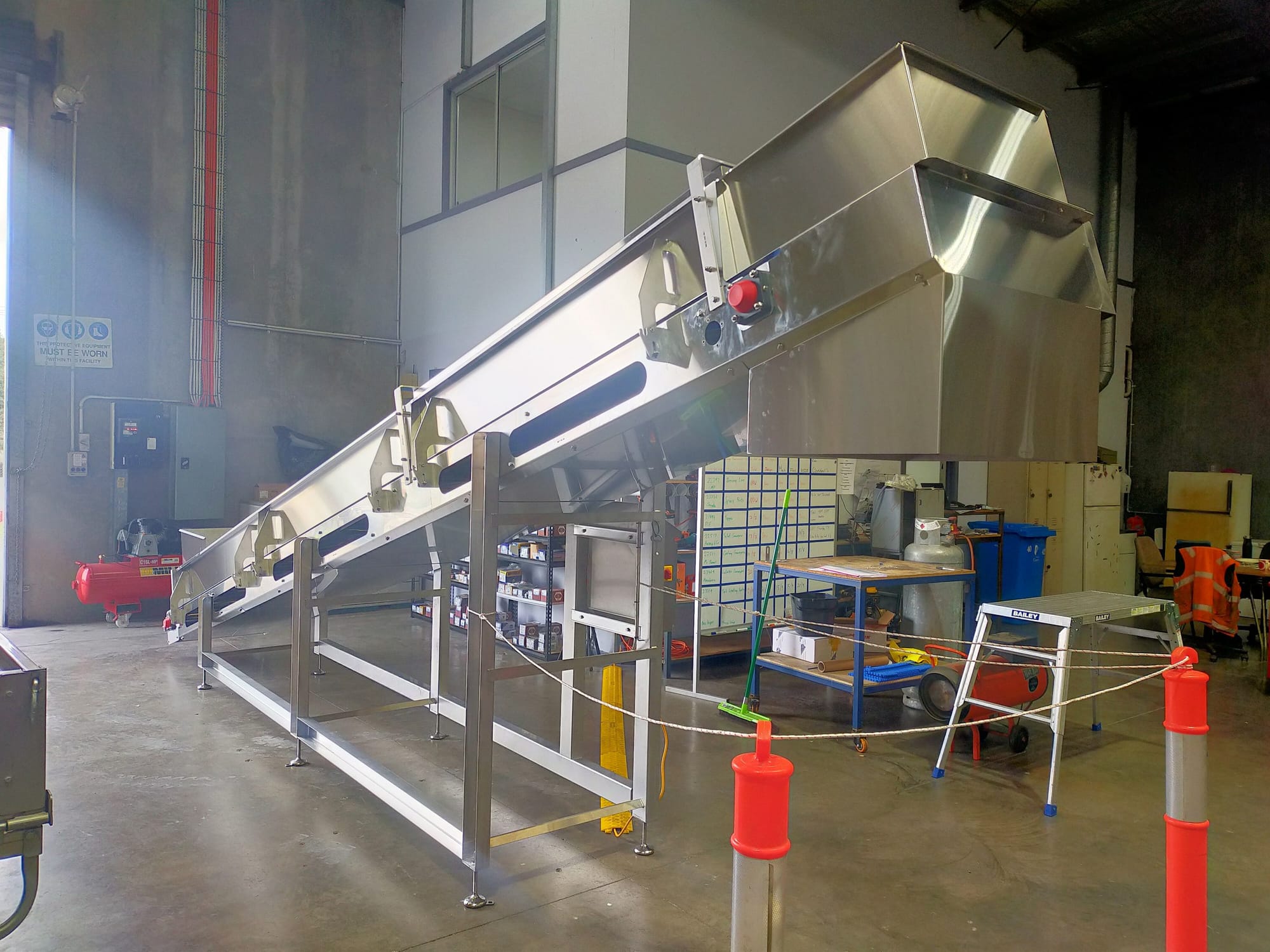 Stainless conveyor line under construction in Berwick