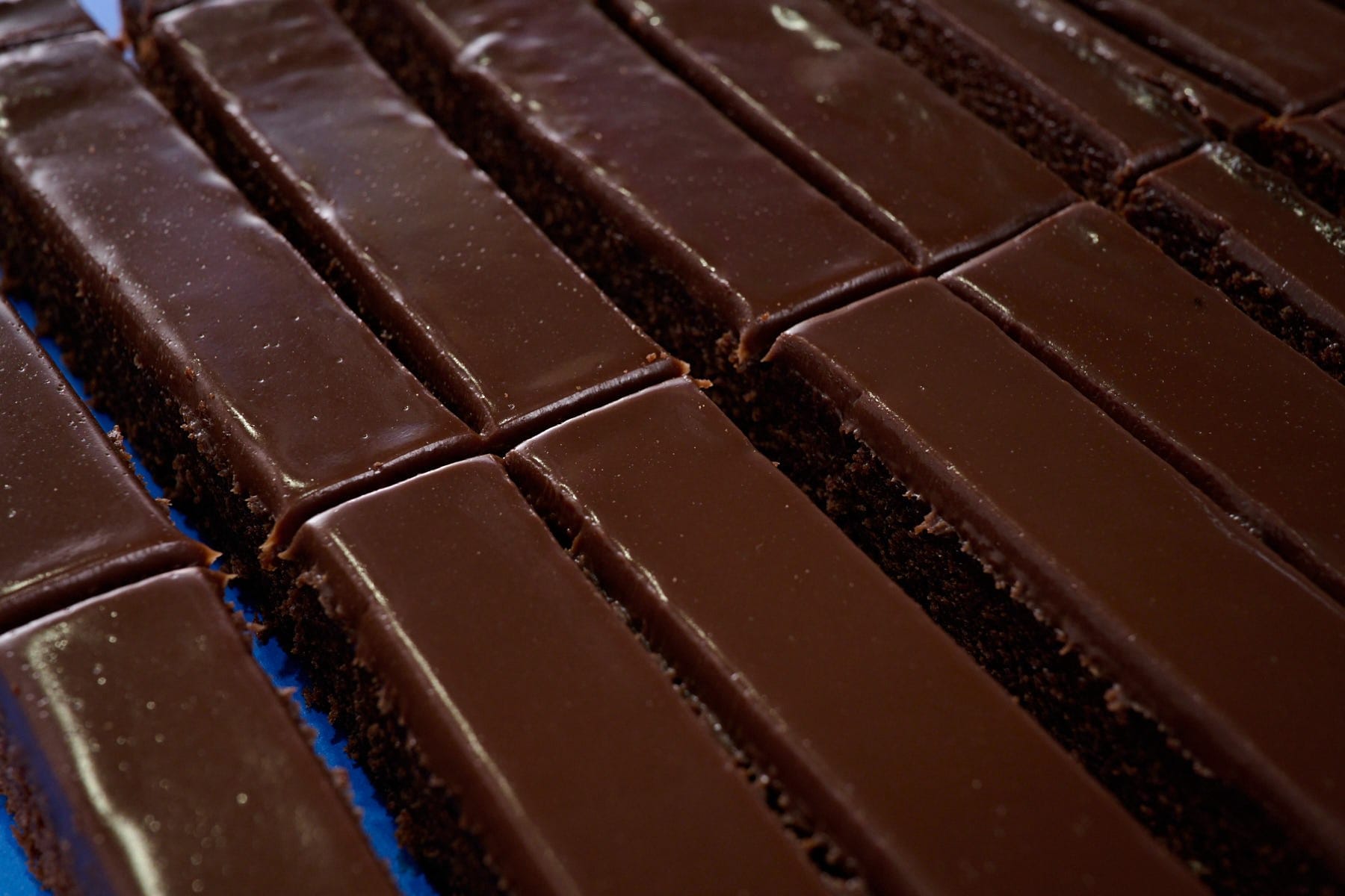 Chocolate slab cut into bars